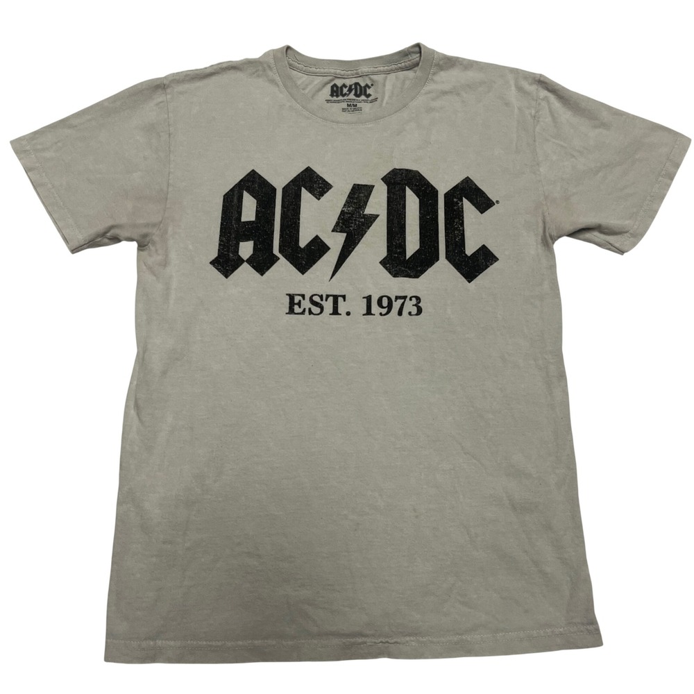 AC/DC Graphic T-Shirt Mens Medium Gray Short Sleeve Rock Band Tee